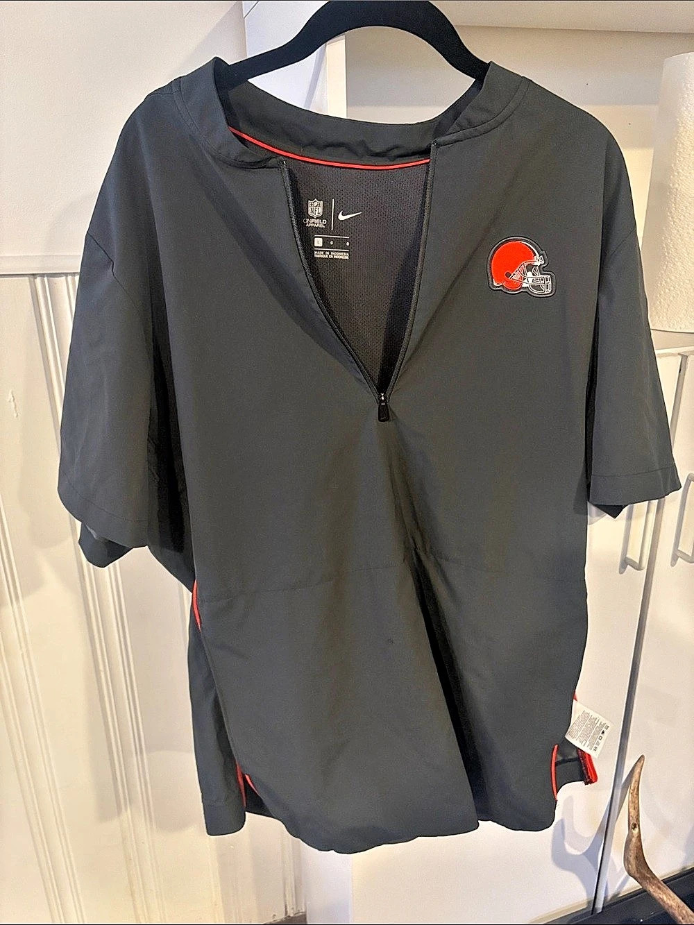 Nike Cleveland Browns Nike Sideline Coach Short Sleeve Half-Zip Jacket